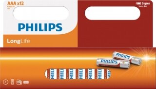 Philips LongLife AAA 12'li (R03L12W/10) İnce Kalem Pil kullananlar yorumlar